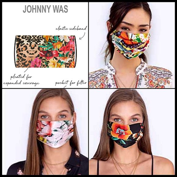Johnny Was Accessories Johnny Was Cotton Face Mask Floral Blue